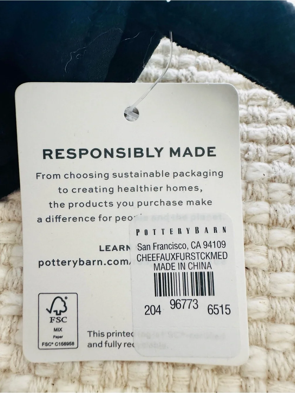 Pottery Barn Animal Print Faux Fur Stocking